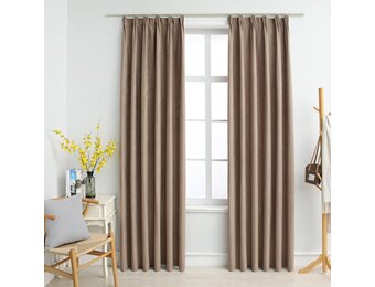 vidaXL Gordijnen verduisterend met haken 2 st 140x245 cm taupe