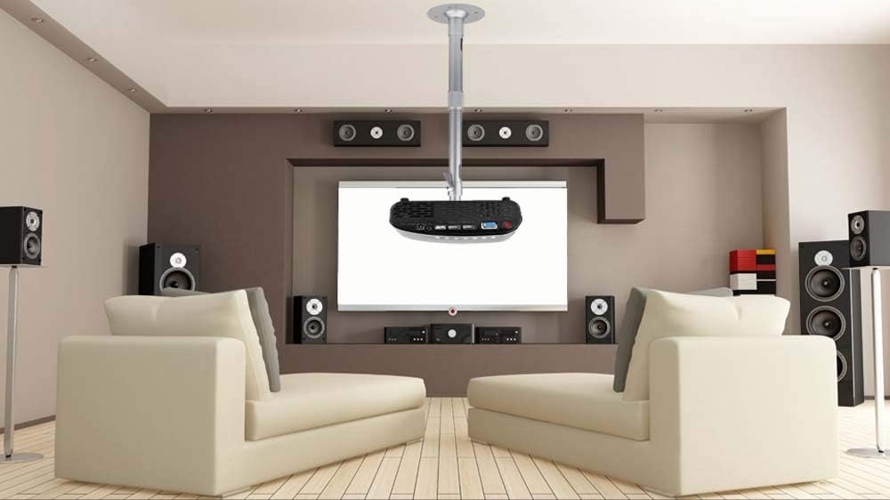 Beamer Plafondhouder Uittrekbaar 26-40 cm | Projectorhouder voor Mini Beamer Camera | Aluminium 5 kg | 360° Draaibaar 90° Kantelbaar 6.35mm Schroefgat