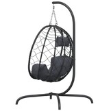 vidaXL Hangstoel met kussen poly rattan en staal antracietkleurig