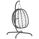 vidaXL Hangstoel met kussen poly rattan en staal antracietkleurig