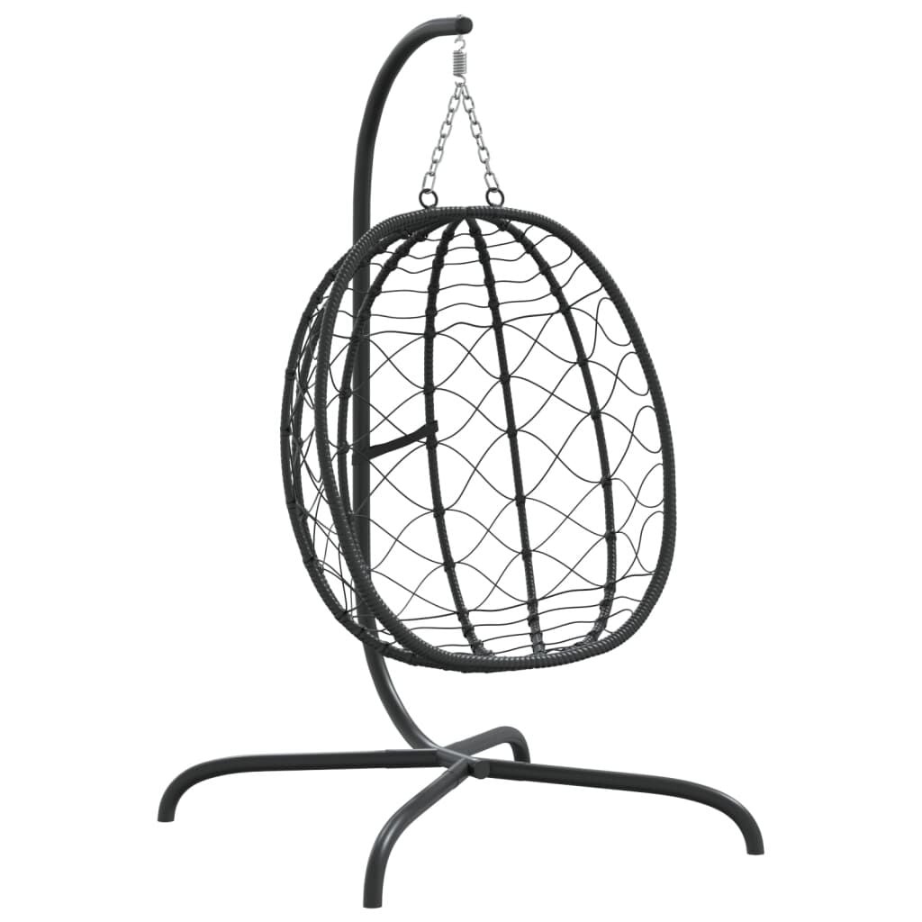 vidaXL Hangstoel met kussen poly rattan en staal antracietkleurig