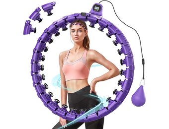 Smart hoelahoep voor volwassenen, intelligente gewogen fitnesshoepel plus maat met 27 afneembare knopen, voor vrouwen en mannen, voor vetverbrandende workout thuis