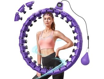 Smart hoelahoep voor volwassenen, intelligente gewogen fitnesshoepel plus maat met 27 afneembare knopen, voor vrouwen en mannen, voor vetverbrandende workout thuis