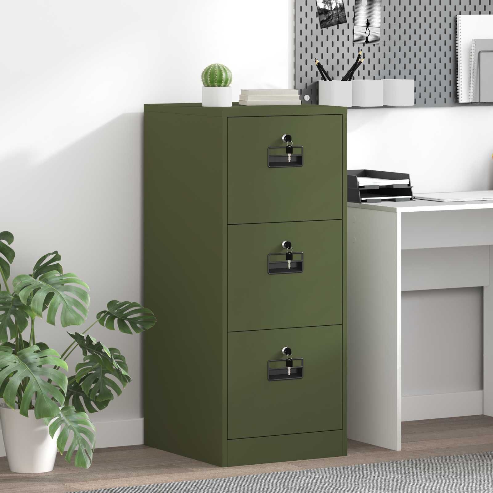 vidaXL Bestandenkast Olijf Groen 44 x 50 x 106,5 cm Koudgewalst Staal