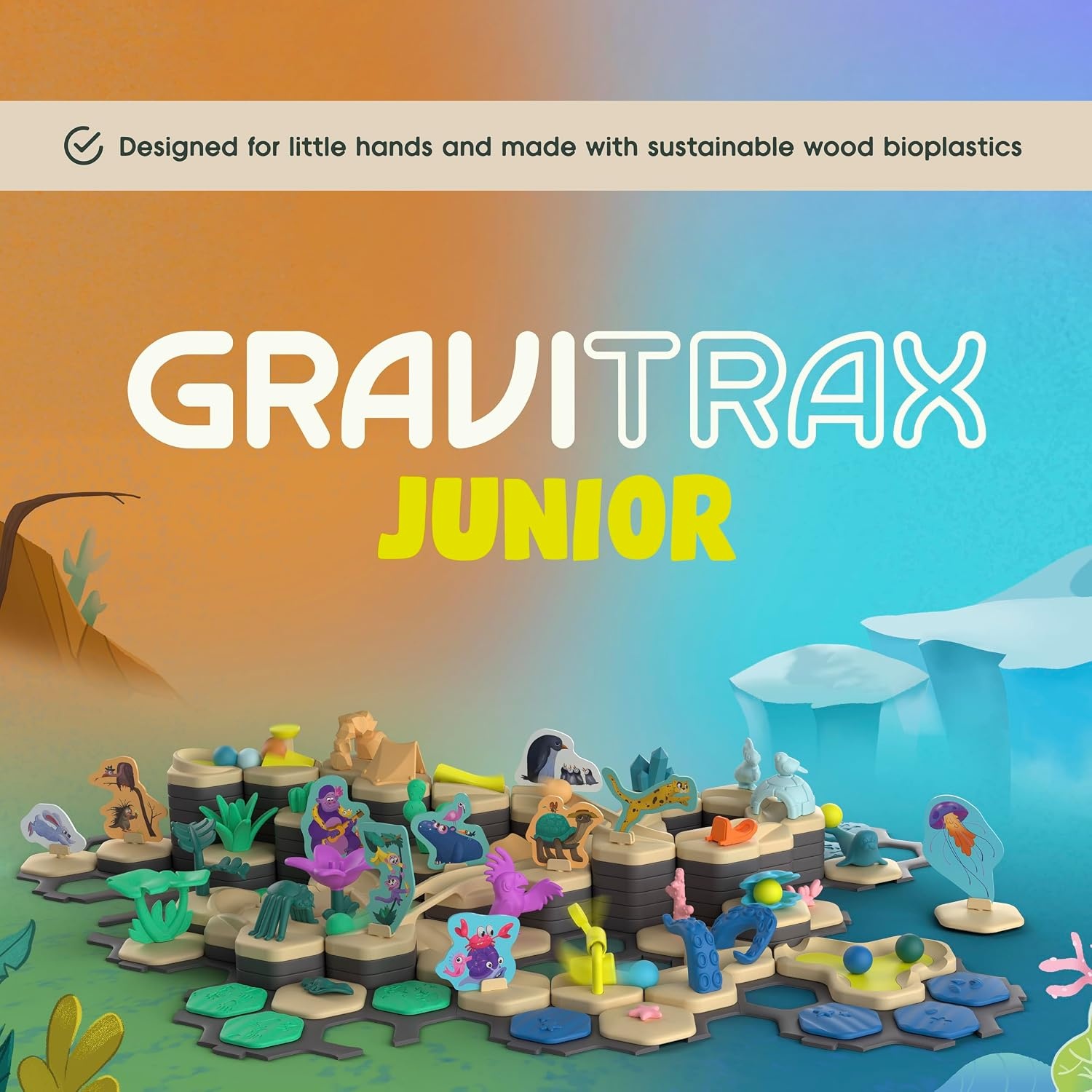 Ravensburger Verlag GmbH Ravensburger GraviTrax Junior Starterset XXL - Uitbreidbare knikkerbaan voor kinderen, knikkerbaan gemaakt van milieuvriendelijke materialen met themawerelden, educatief speelgoed en constructiespeelgoed vanaf 3 jaar