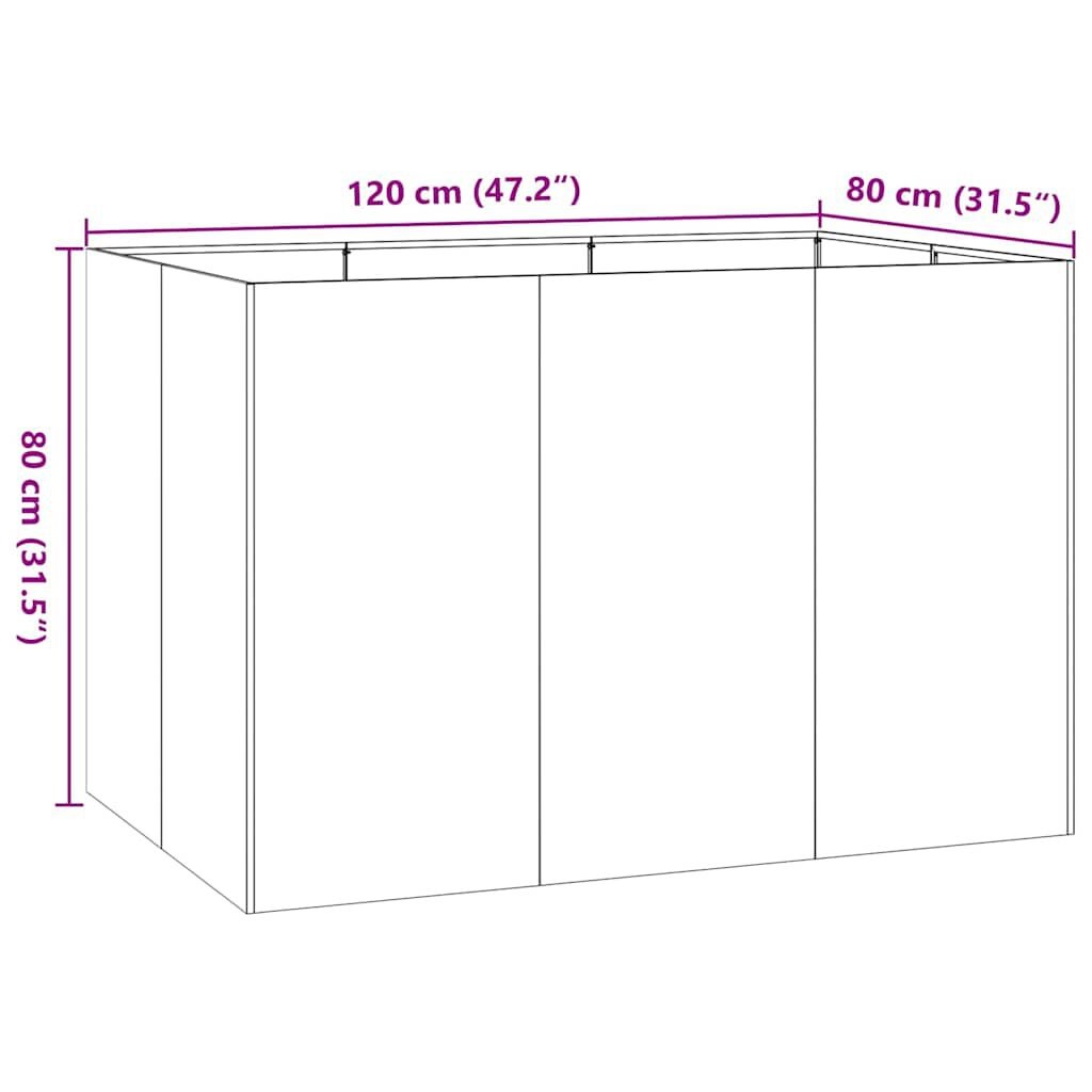 vidaXL Plantenbak 120x80x80 cm staal antracietkleurig