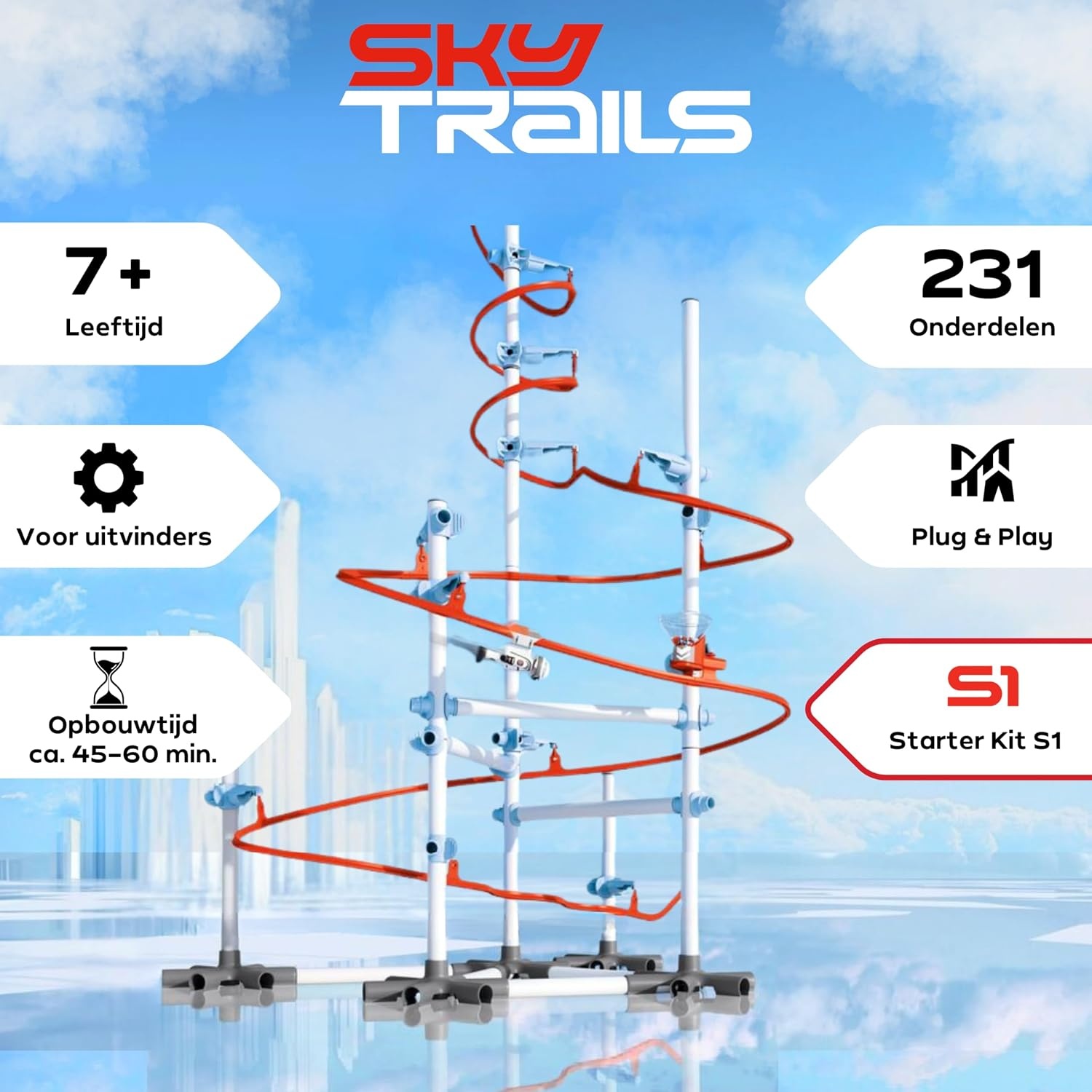 Sky Trails Starterkit, bouwspeelgoed voor fantasierijke routes en avonturen, bouw je eigen wereld, voor eindeloos speelplezier, voor actiefans en bouwliefhebbers