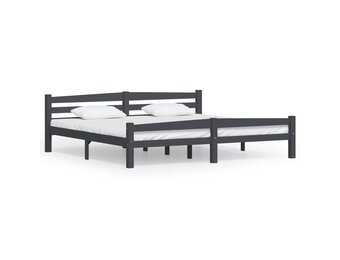 vidaXL Bedframe massief grenenhout donkergrijs 200x200 cm