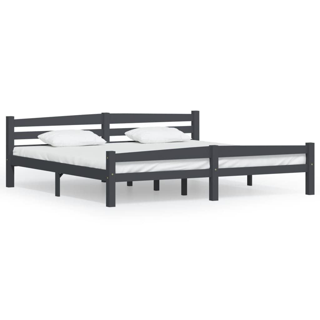 Stevig Bedframe Grenenhout Donkergrijs (200x200 cm) - 71% Korting!