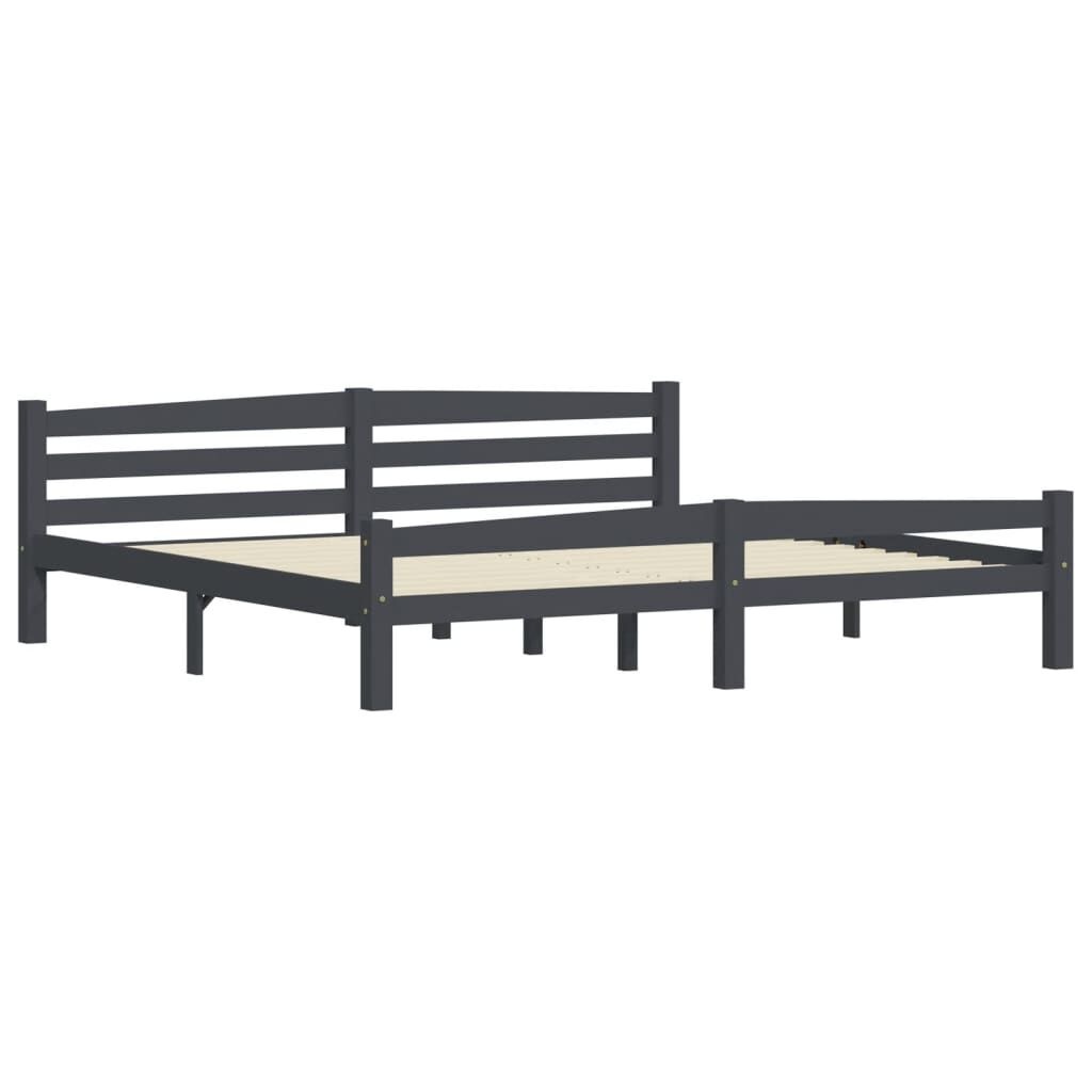 vidaXL Bedframe massief grenenhout donkergrijs 200x200 cm