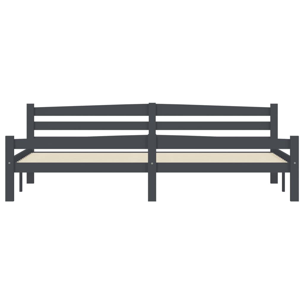 vidaXL Bedframe massief grenenhout donkergrijs 200x200 cm