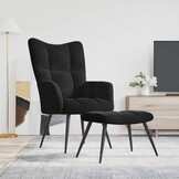 Luxe Relaxstoel met Voetenbank Fluweel Zwart - 54% Korting!