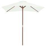 vidaXL Parasol met houten paal 150x200 cm zandkleurig