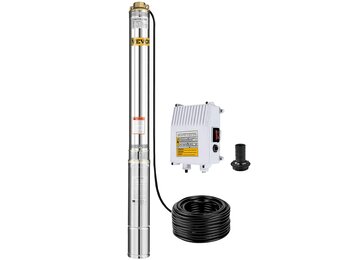 VEVOR Dompelpomp Bronpomp 1,5KW Diepe Fonteinpomp 118,2 L/min Ondergedompelde Bronpomp van 304 Roestvrij Staal met Roestvrij Stalen Gaas en 40 m Aansluitkabel Gebruikt bij Irrigatie van Landbouwgrond