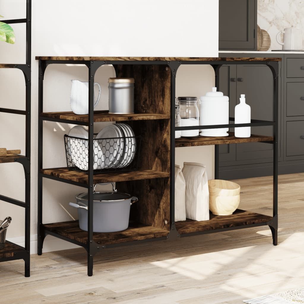 vidaXL Keukentrolley 100x45x89,5 cm bewerkt hout gerookt eikenkleurig