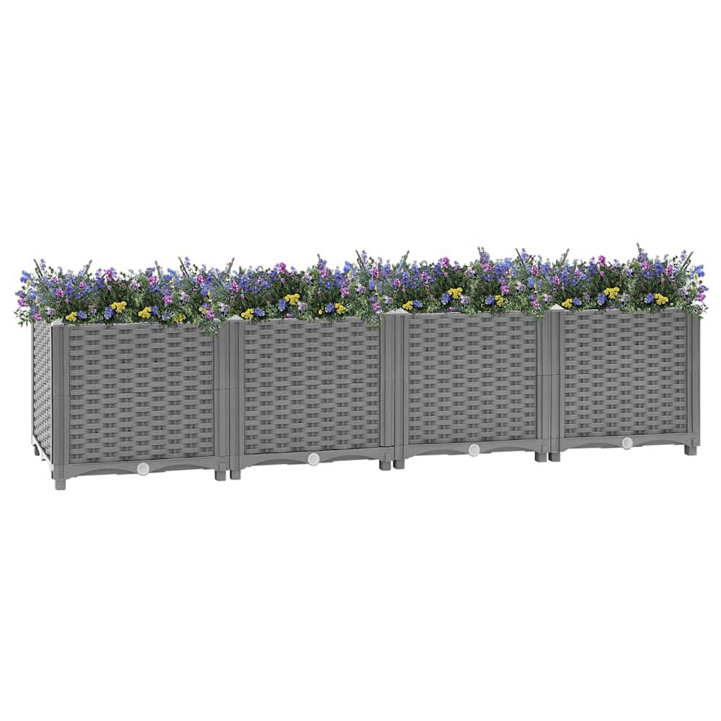Verhoogde Plantenbak 160x40x38 cm PP Lichtgrijs - 34% Korting