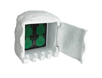 vidaXL Tuinstopcontact 4 ingangen waterproof resin wit