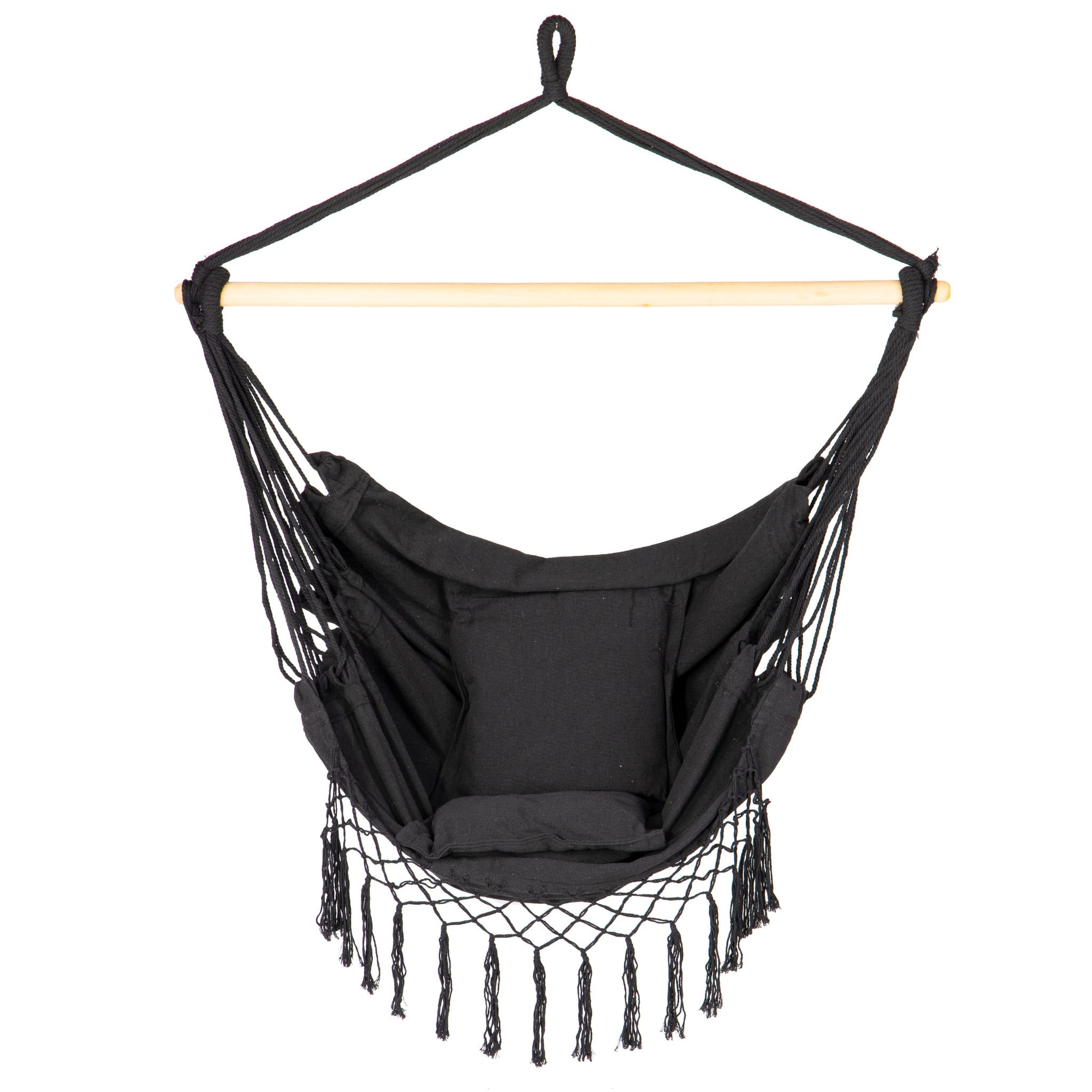 Hangmat Hangstoel Braziliaans + kussens – Zwart