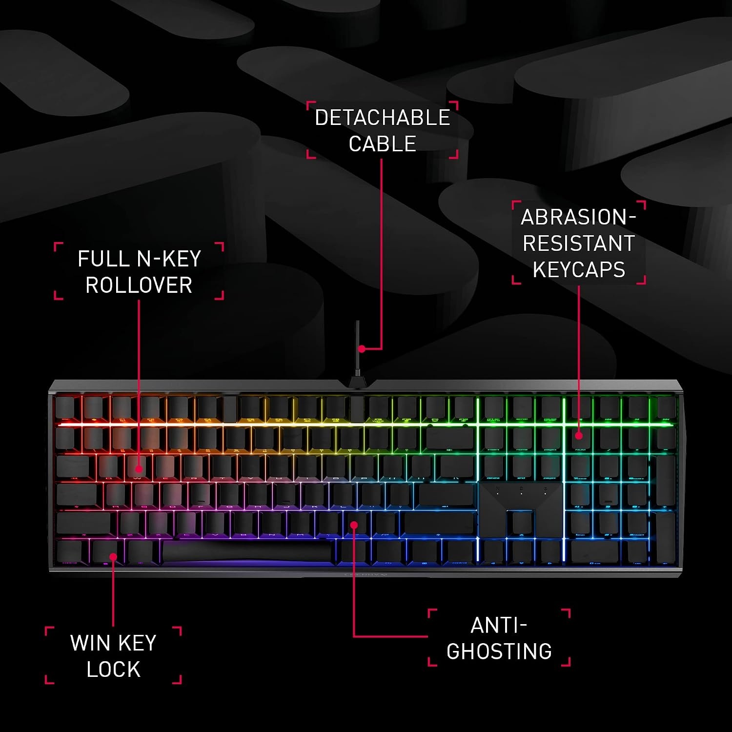 CHERRY MX BOARD 3.0 S Mechanisch Gaming Toetsenbord, QWERTZ, Aluminium, RGB, MX Silent Red, Zwart