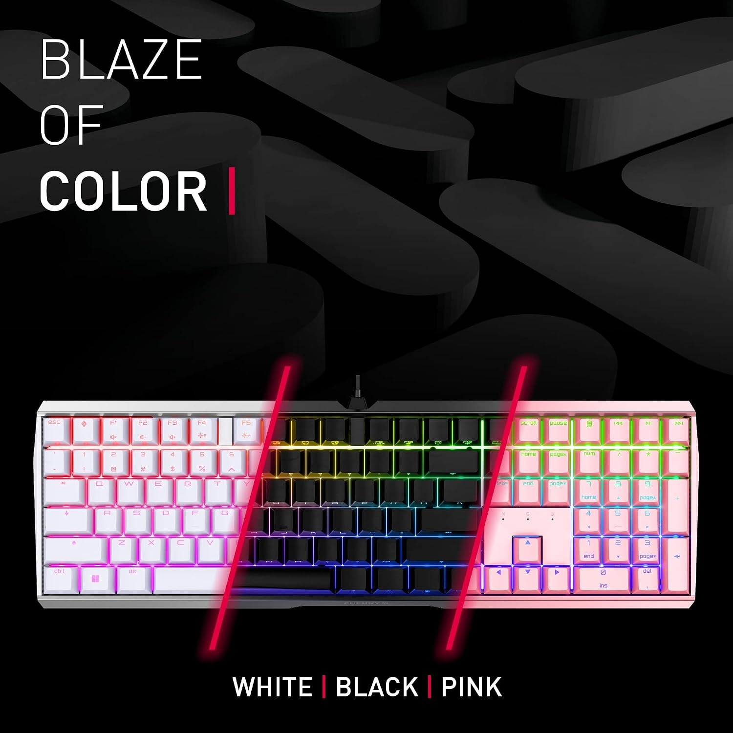 CHERRY MX BOARD 3.0 S Mechanisch Gaming Toetsenbord, QWERTZ, Aluminium, RGB, MX Silent Red, Zwart