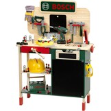 Theo Klein 8734 Bosch houten werkbank I Stevige kinderwerkbank, in hoogte verstelbaar I Elektrische accuboormachine, gereedschap met licht- en geluidseffecten I Speelgoed voor kinderen vanaf 3 jaar