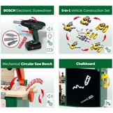 Theo Klein 8734 Bosch houten werkbank I Stevige kinderwerkbank, in hoogte verstelbaar I Elektrische accuboormachine, gereedschap met licht- en geluidseffecten I Speelgoed voor kinderen vanaf 3 jaar