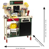 Theo Klein 8734 Bosch houten werkbank I Stevige kinderwerkbank, in hoogte verstelbaar I Elektrische accuboormachine, gereedschap met licht- en geluidseffecten I Speelgoed voor kinderen vanaf 3 jaar