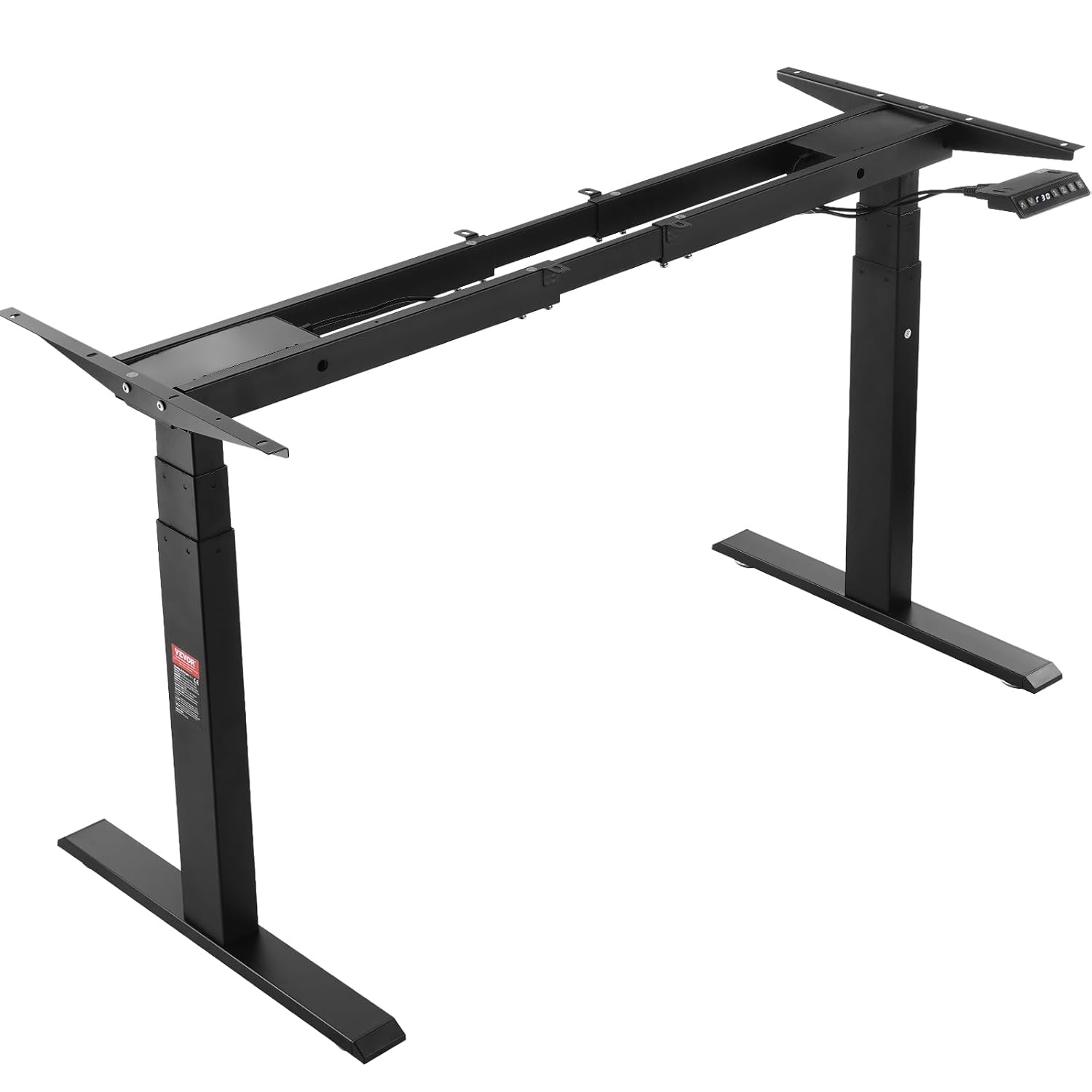 VEVOR Bureauframe met dubbele motor, instelbare hoogte 65-129 cm en lengte 110-178 cm, elektrisch tafelframe, ergonomische werkstationbasis, 3 standen (alleen zwart frame)