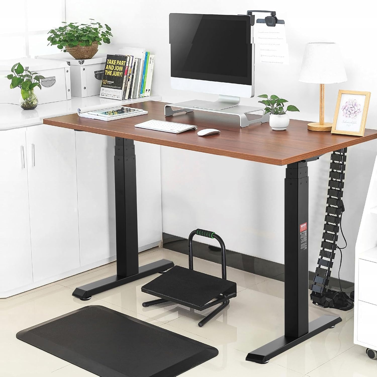 VEVOR Bureauframe met dubbele motor, instelbare hoogte 65-129 cm en lengte 110-178 cm, elektrisch tafelframe, ergonomische werkstationbasis, 3 standen (alleen zwart frame)