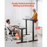 VEVOR Bureauframe met dubbele motor, instelbare hoogte 65-129 cm en lengte 110-178 cm, elektrisch tafelframe, ergonomische werkstationbasis, 3 standen (alleen zwart frame)