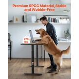 VEVOR Bureauframe met dubbele motor, instelbare hoogte 65-129 cm en lengte 110-178 cm, elektrisch tafelframe, ergonomische werkstationbasis, 3 standen (alleen zwart frame)