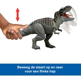 Mattel Jurassic World Rebirth Power Devour T. rex-figuur | T-Rex dinosaurusfiguur met continue beet via tong, licht & geluid, digitale app-play, JGB50