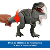Mattel Jurassic World Rebirth Power Devour T. rex-figuur | T-Rex dinosaurusfiguur met continue beet via tong, licht & geluid, digitale app-play, JGB50