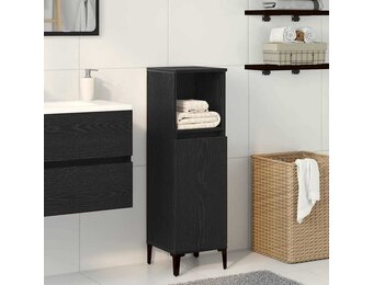 Badkamerkast Zwart Eiken 30x100cm - 54% Korting!