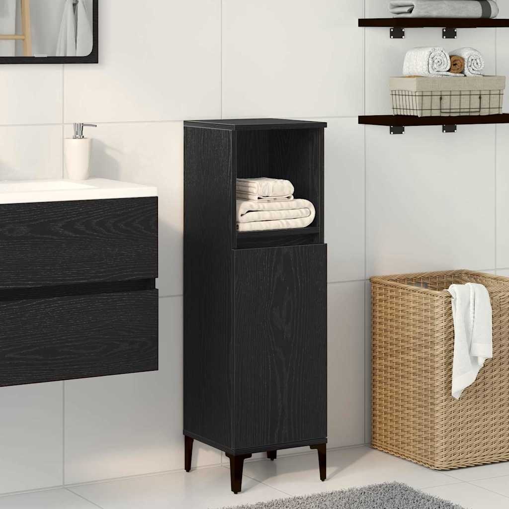 Badkamerkast Zwart Eiken 30x100cm - 54% Korting!
