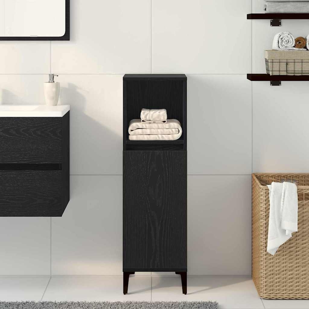 Badkamerkast Zwart Eiken 30x100cm - 54% Korting!