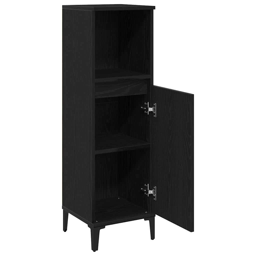 Badkamerkast Zwart Eiken 30x100cm - 54% Korting!