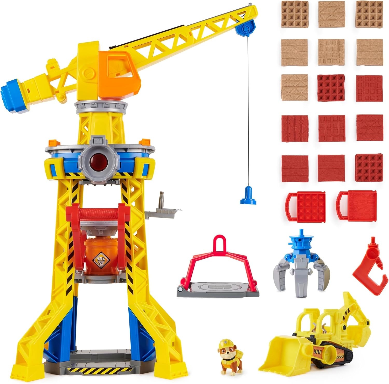 Rubble & Crew - Bark Yard Kraantoren-speelset met Rubble-figuurtje en 340 g Kinetic Build-It speelzand