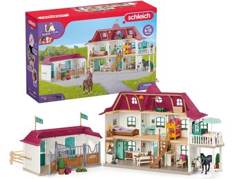 schleich HORSE CLUB | Paardenboerderij Lakeside 42551 | Set met huis, stal, 2 paarden, Hannah, haar ouders en accessoires | cadeau voor kinderen | paardenspeelgoed vanaf 5 jaar | 192-delig set