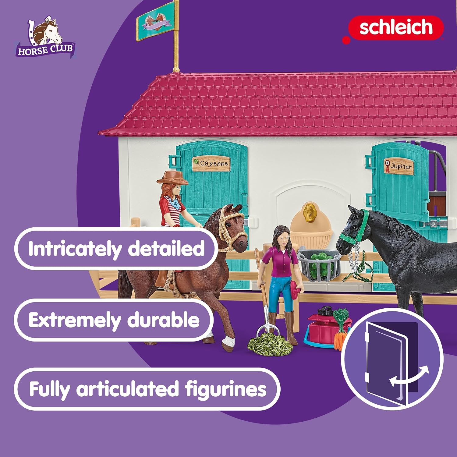 schleich HORSE CLUB | Paardenboerderij Lakeside 42551 | Set met huis, stal, 2 paarden, Hannah, haar ouders en accessoires | cadeau voor kinderen | paardenspeelgoed vanaf 5 jaar | 192-delig set