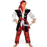 Piratenkostuum Kinderen 8-10 Jaar Rood/Zwart/Wit met 28% Korting