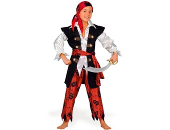 Piratenkostuum Kinderen 8-10 Jaar Rood/Zwart/Wit met 28% Korting