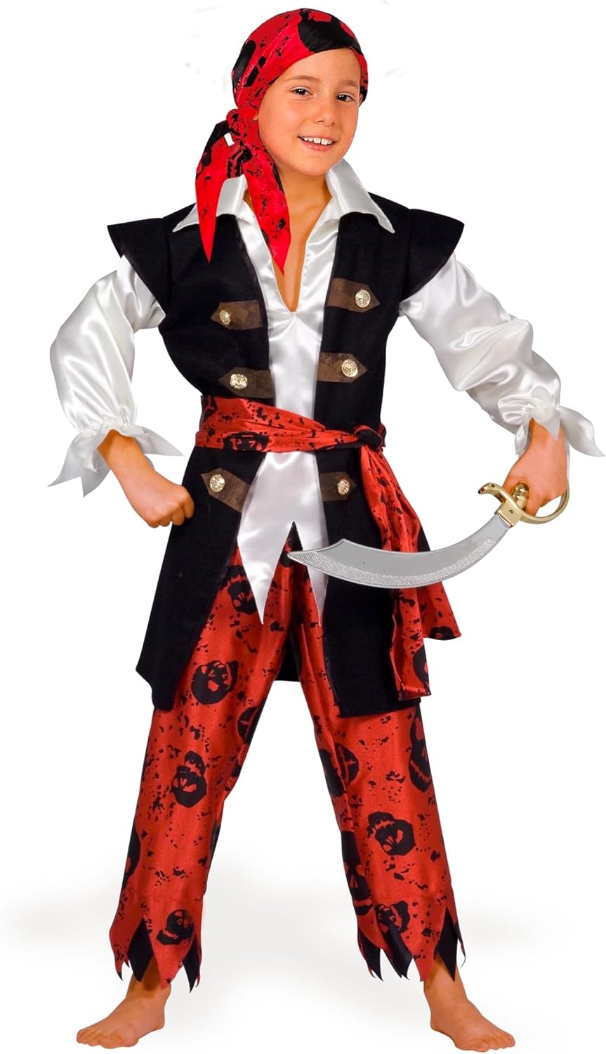 Piratenkostuum Kinderen 8-10 Jaar Rood/Zwart/Wit met 28% Korting