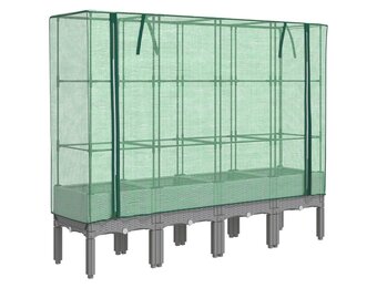 Verhoogde Plantenbak met Kas 160x40x140cm Rattanlook - 35% Korting