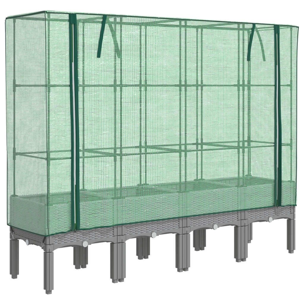 Verhoogde Plantenbak met Kas 160x40x140cm Rattanlook - 35% Korting