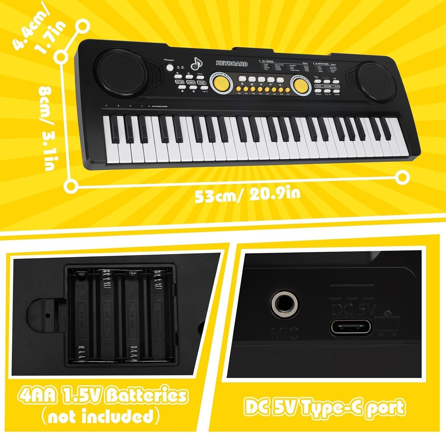 Elektronisch Kinder Keyboard 49 Toetsen met Microfoon - 34% Korting!