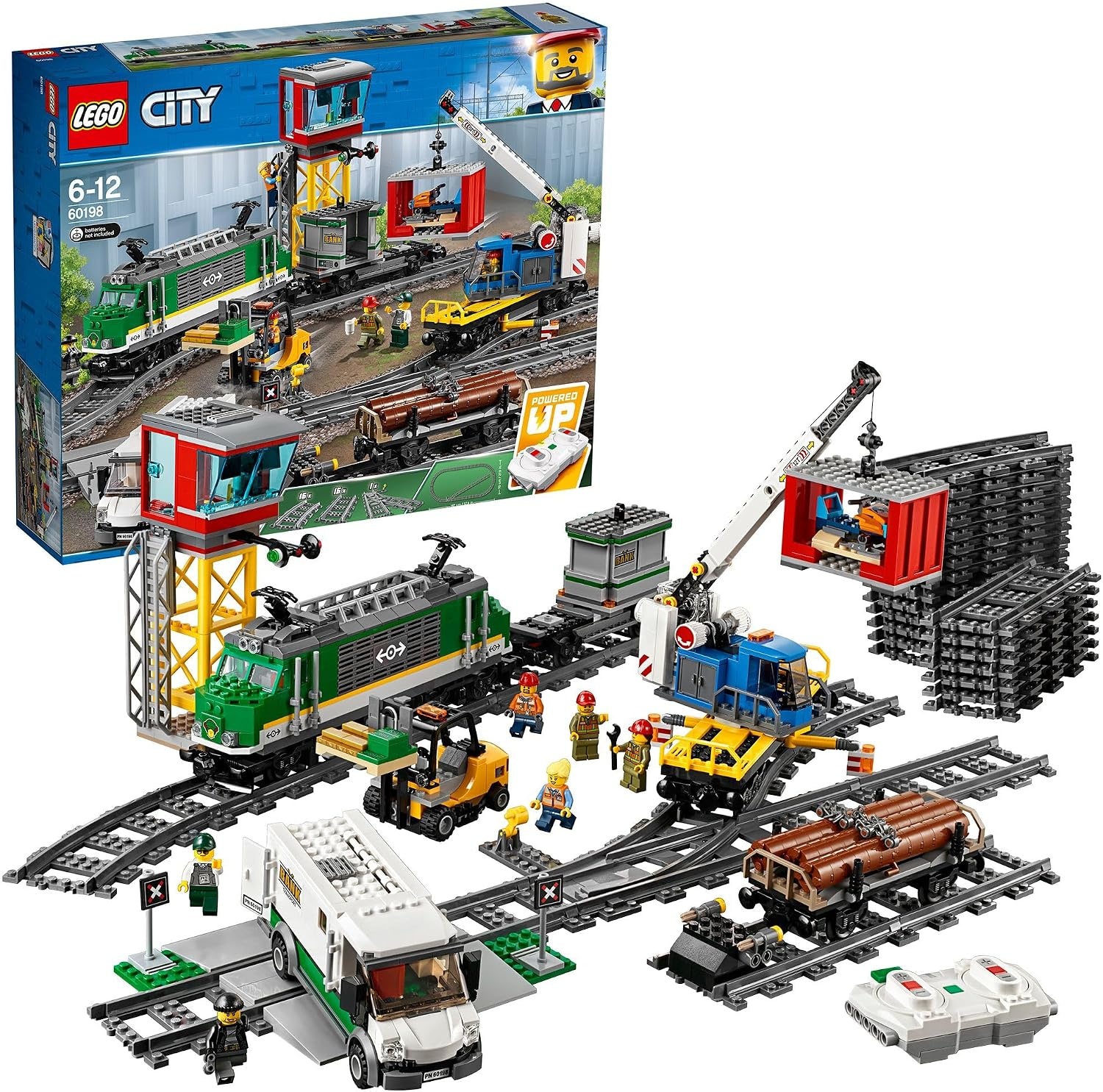 LEGO City Goederentrein 60198: Bestuurbare Trein met Rails & Kraan - 60% Korting