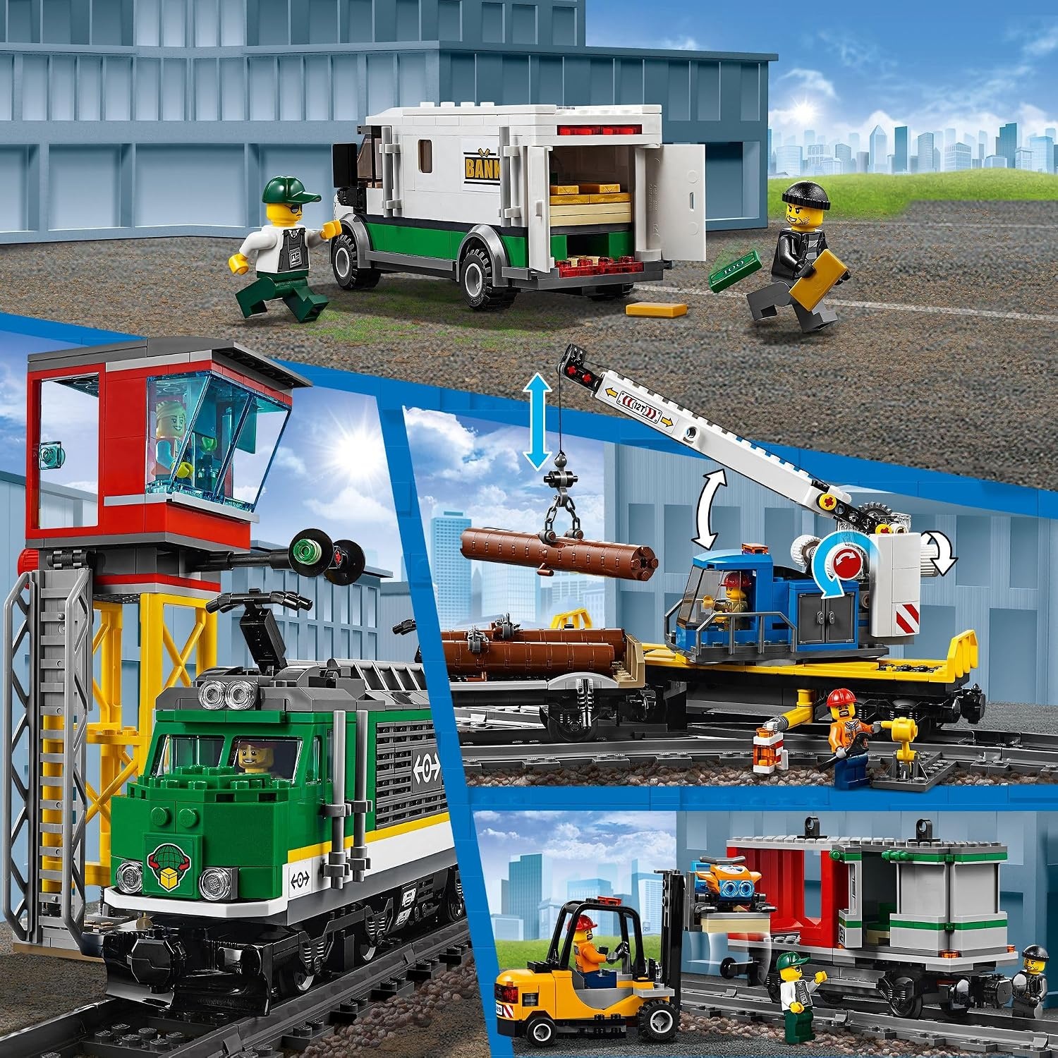 LEGO City Goederentrein 60198: Bestuurbare Trein met Rails & Kraan - 60% Korting