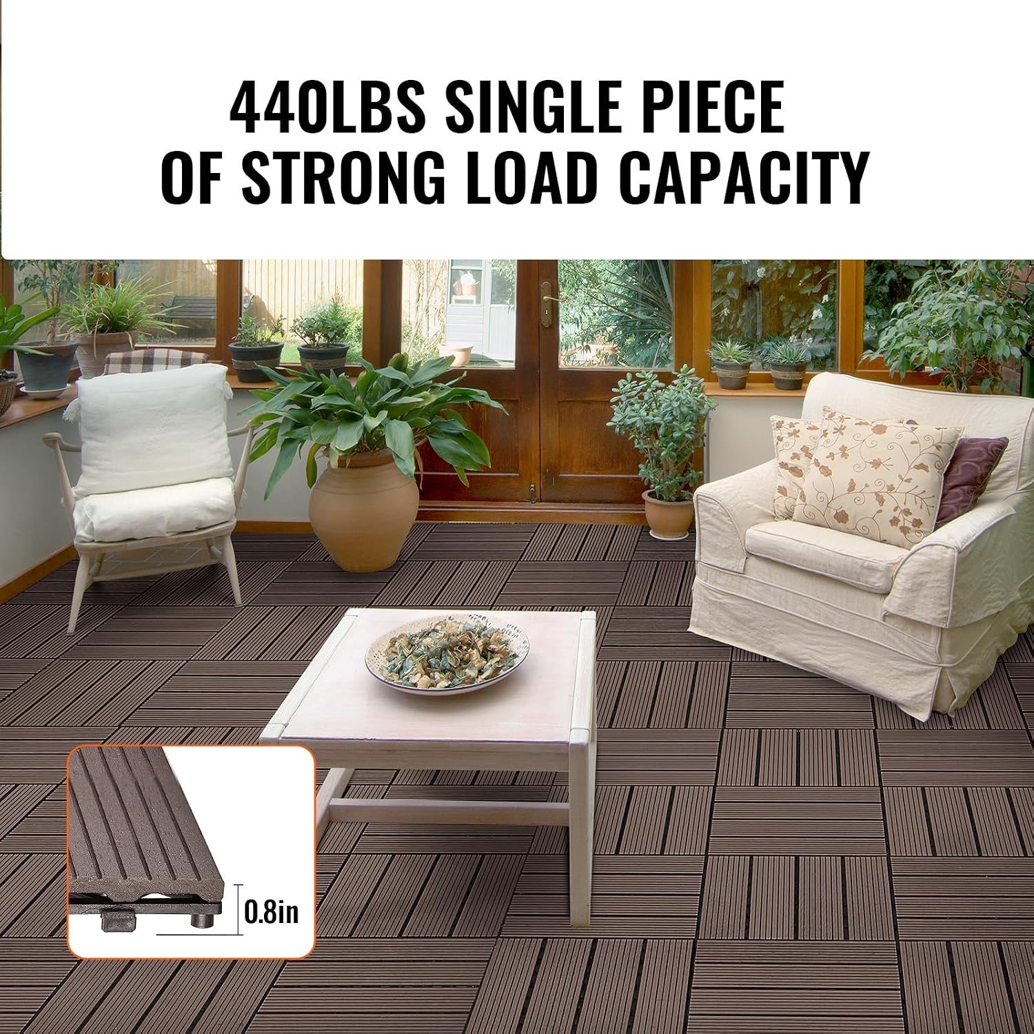 Donkerbruine Houten Terrastegels met Kliksysteem - 30x30 cm - 27 Stuks - 35% Korting