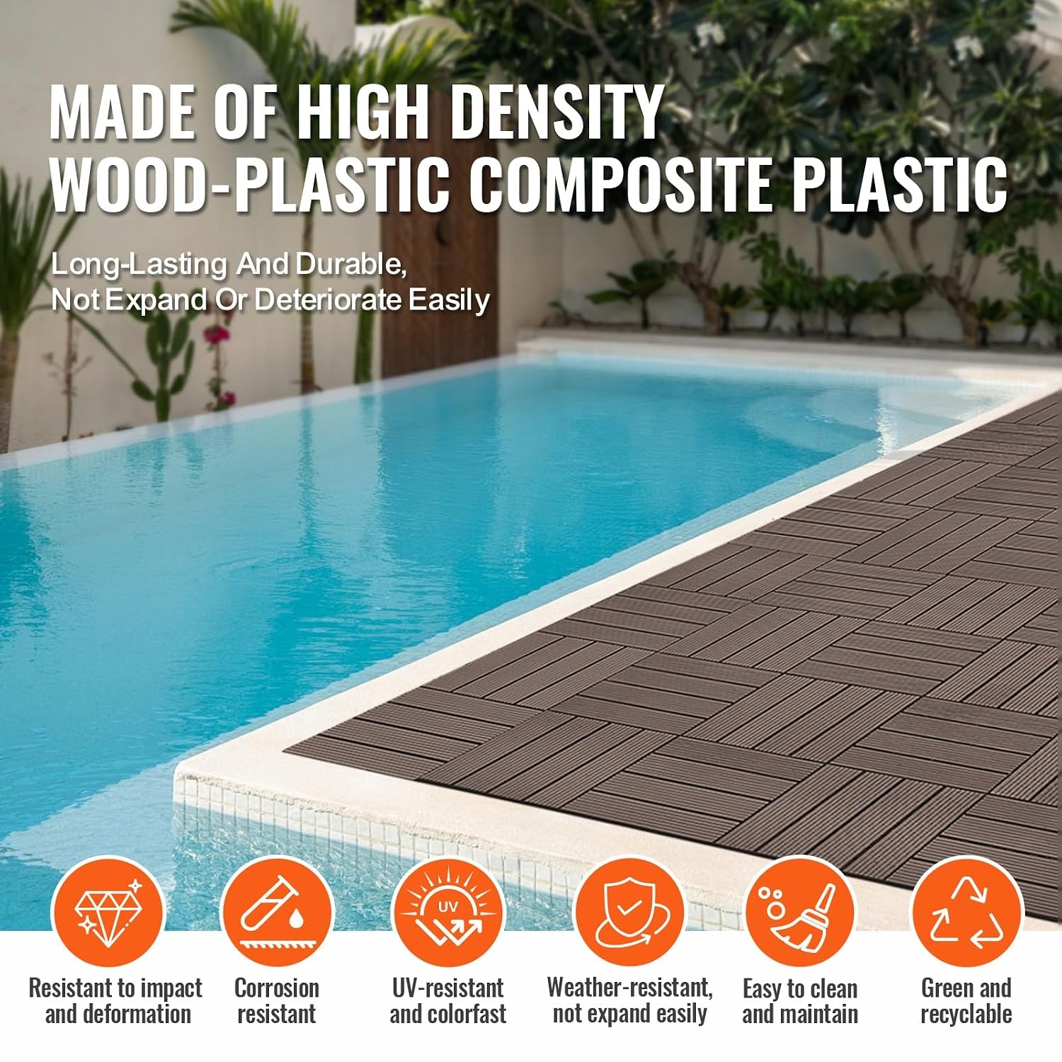 Donkerbruine Houten Terrastegels met Kliksysteem - 30x30 cm - 27 Stuks - 35% Korting